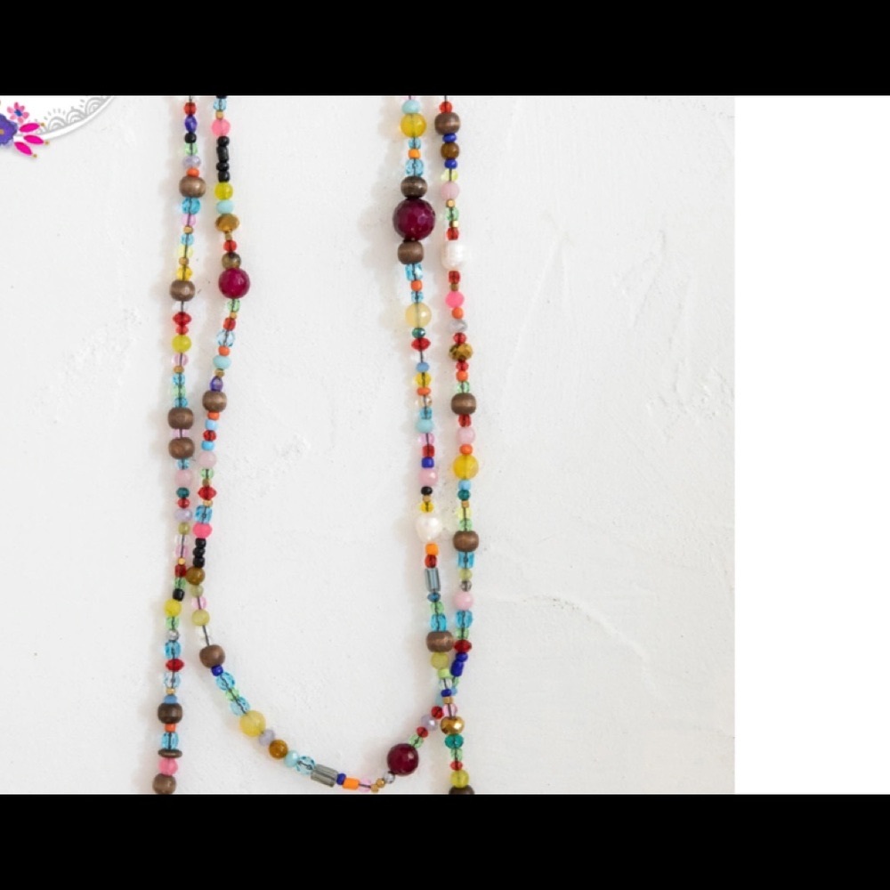 Glass Beads, Real Freshwater Pearls. 27.5in L